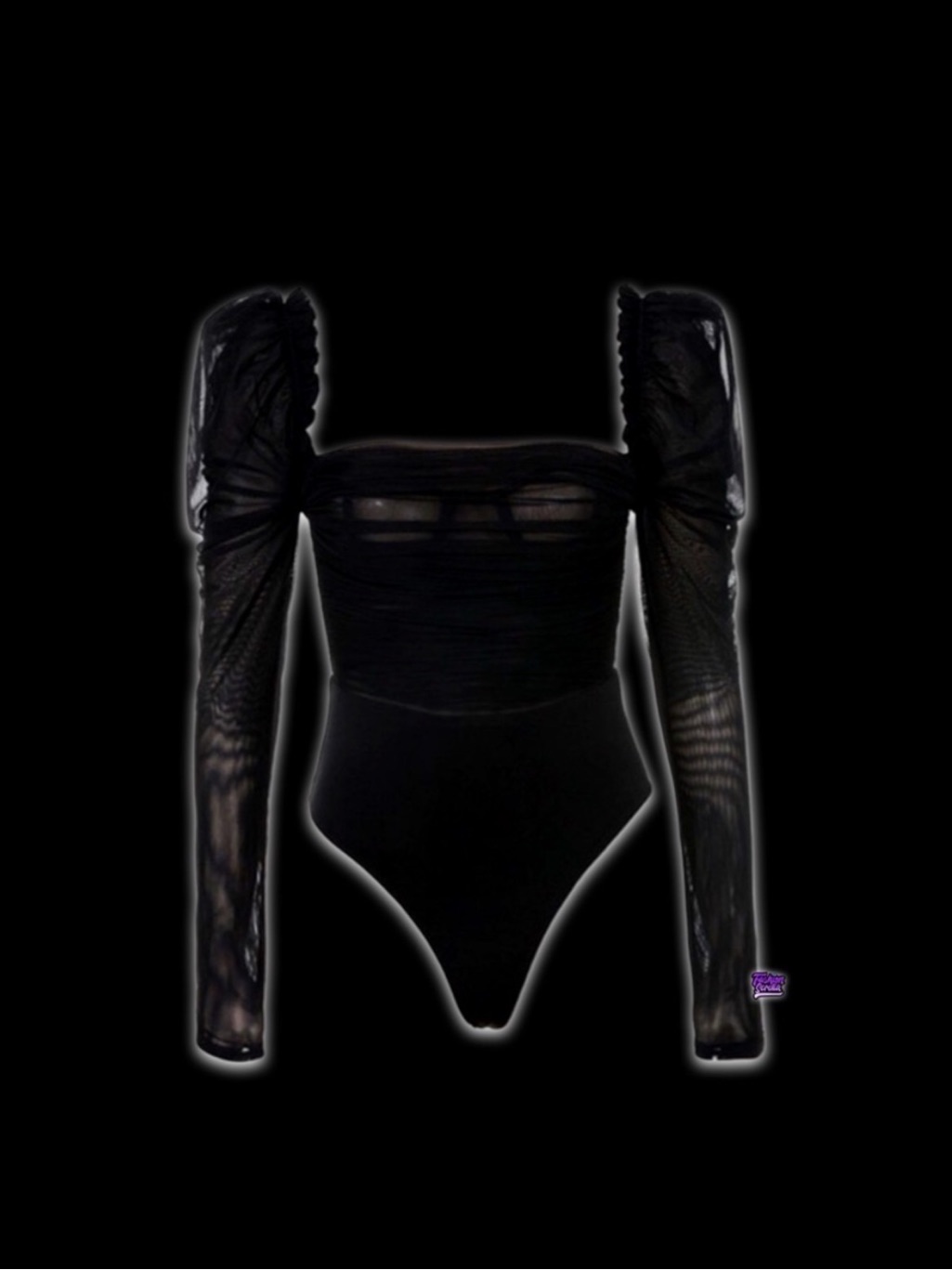 House Of Cb Black Emme Sheer Organza Tulle Bodysuit Nwt